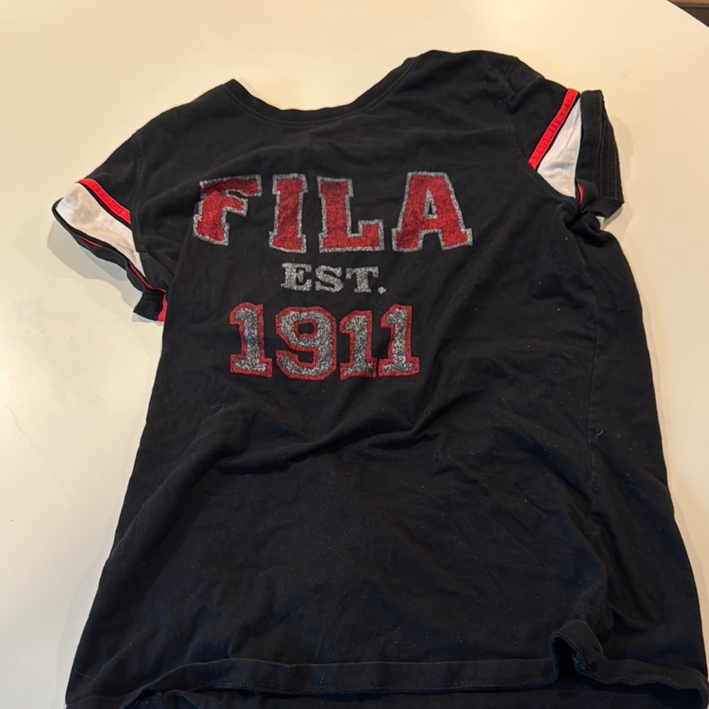 Fila Black Short Sleeve Tee with Vintage Print